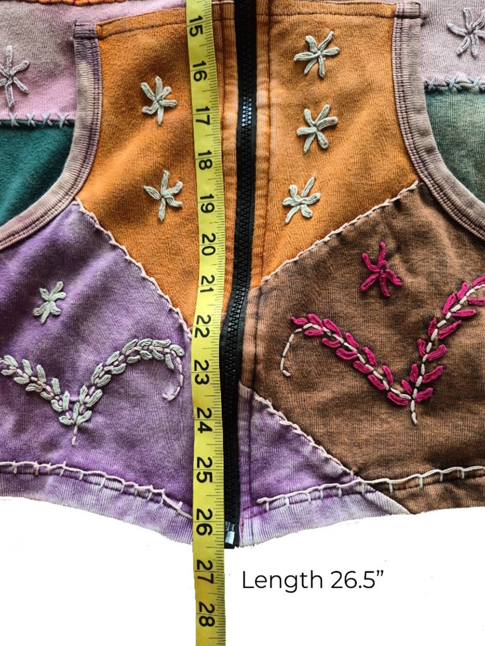 Made in Nepal Funky Unique Artsy Boho Patchwork Full Zip Hoodie Jacket Size XL - Picture 14 of 16